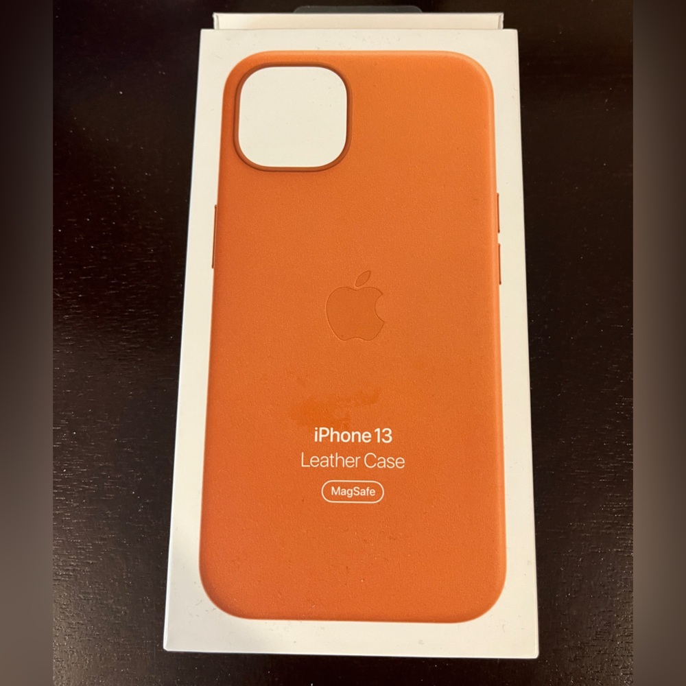 iPhone 13 leather case in orange NEW